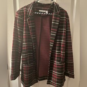 Red Plaid La Classe Couture Blazer